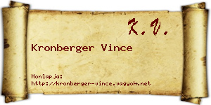 Kronberger Vince névjegykártya